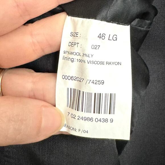 Brooks Brothers 346 Wool Stretch Charcoal Gray Pin Stripe Blazer Men's 46L - Picture 12 of 14